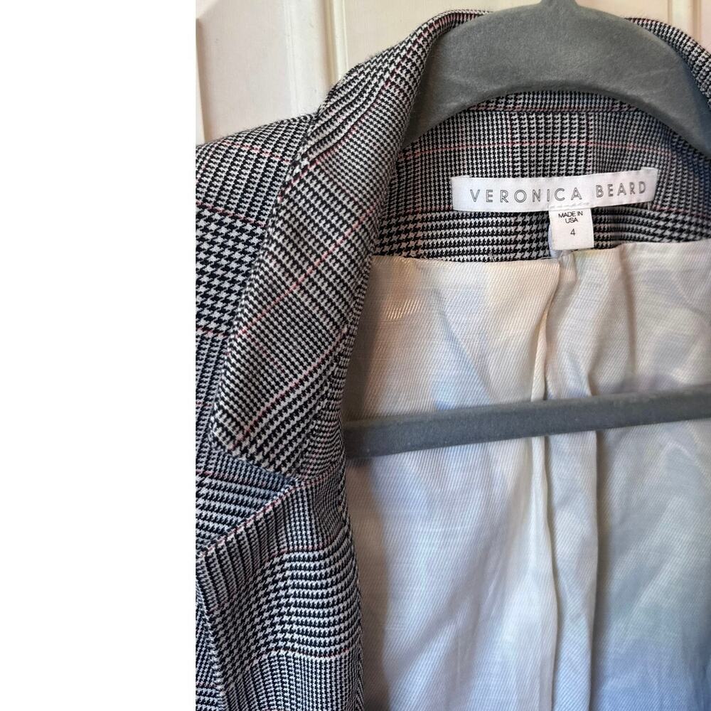 VERONICA BEARD Paloma Dickey Blazer Size 4 Gray Houndstooth Wool Blend Preppy - Picture 14 of 16